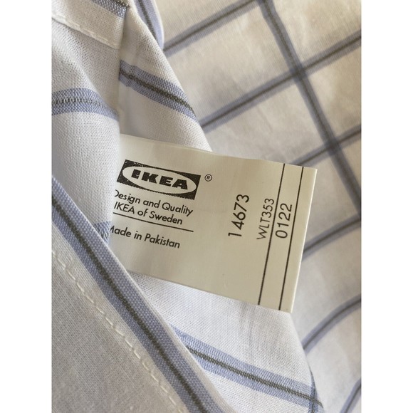 Ikea 2 King pillow case shams NWOT white blue checked windowpane grid pattern - Picture 7 of 8